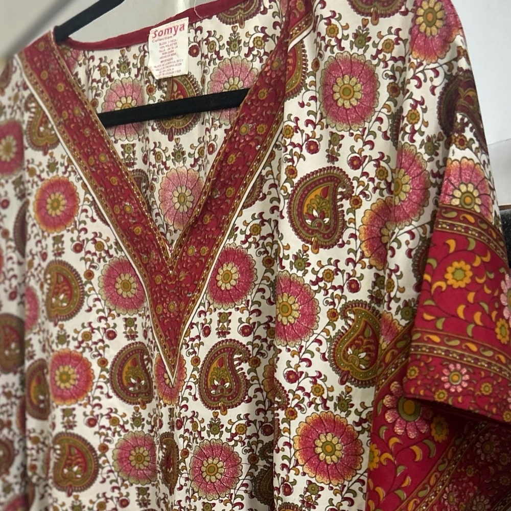 💫Handmade Ethnic Floral Satin type Material Blouse/Tunic  - One Size